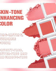 Blush for Cheeks Professional Makeup Palette, Comes with 4 Separate Powder Palette,Blendable and Fade-Resistant for Eyes,Lips & Cheeks Long-Wear Matte Finish,Color-Coral Nude Pink Red Comes with Brush