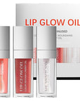 3 Color Tinted Plumping Lip Oil Gloss Set, Ultra Hydrating & Nourishing Lip Care, Smooth Glossy Shiny Transparent Plumping Lip Glow Oil (SET B)