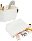 Juvale 6 Pack Canvas Makeup Bags with Zipper - 11.75 x 5.5 In White Cotton Canvas Makeup Bag Set for Toiletries and DIY Crafts
