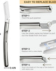 ZOMCHI Dermaplaning Tool, Dermaplaning Razor for Women & Men, Reusable Eyebrow Razor with 11 Refill Blades, Facial Razor Removes Peach Fuzz, Exfoliates Skin (Matte Silver)