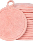 Reusable Makeup Remover Pads 16 Pack Microfiber Cleansing Facial Rounds Wipes Face, Eyes, Lips(3.5inch, coral)