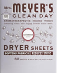 MRS. MEYER'S CLEAN DAY Dryer Sheets, Lavender, 80 ct (Pack of 12)