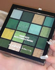 evpct 16 Colors Green Glitter Eye shadow Palette Makeup Waterproof Dark Light Green Yellow orange Brown Shimmer Highly Pigmented Pressed Sparkly Shiny Eyeshadow Palette paletas de sombras para de ojos