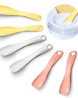 Sibba Facial Makeup Spatula Face Beauty Mask Applicator 6 Pieces Tiny Mini Gold Silver Metal Spoons Set Cosmetic Scraper Skincare Skin Cream Lotion Mixing Slide Scoop