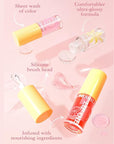 Hydrating Lip Oil, 4Pcs Plumping Lip Glow Oil Set, Fruit Extract Lip Oil Set Tinted for Dry Lip, Shiny and Moisturizing Transparent Lip Oil Gloss