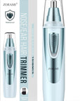 Ear and Nose Hair Trimmer Clipper - 2025 Professional Painless Eyebrow & Facial Hair Trimmer for Men Women, Battery-Operated Trimmer with IPX7 Waterproof, Dual Edge Blades for Easy Cleansing Blue