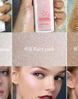 3 Color Glitter Powder Highlighter Makeup, Body Brightens Patting Powder.
