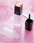 3 Pcs 5ml Frosted Glass Lip Gloss Tubes Refillable Square Lip Glaze Containers with Wands and Stoppers Mini Lip Balm Bottles Vials for DIY Makeup Travel
