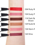 2Pcs Longwear Liquid Lip Liner Stain Marker Pen Set Long Lasting Waterproof, Mocha Nude Brown Matte Semi Permanent 24 Hour Lip Liner and Lipstick Combo, Color Stay Lipliner All Day Lip Stains peel off