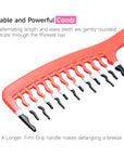 Big Hair Tools Extra Large Wide Tooth Comb for Thick, Curly, Wavy or Long Hair - Frizz-Free Detangling Shower Comb - Big Hair Comb and 2 Dent Free Clips