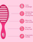 Wet Brush Speed Dry Hair Brush - Pink - Vented Design and Ultra Soft HeatFlex Bristles Are Blow Dry Safe With Ergonomic Handle Manages Tangle and Uncontrollable Hair - Pain-Free (Pack of 2)