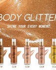 Shimmer Body Oil, Long Lasting Moisturizing Body Glow Glitter for Women Face Luminizer Highlighter Makeup 100ml Shimmer Oil for Glowing Skin Lotion (Gold)