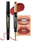 2-in-1 Light Brown Matte Lip Liner and Lipstick Set – Long Lasting 24H Waterproof Brown Lip Stain, Smudge Proof Lip Pencil Kit, Lip Makeup for Women and Girls, 10 Combo lapiz de labios