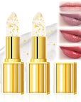 Transferproof Color Changing Lipstick, Gold Crystal Ph Lipstick Color Changing Lipsticks for Women Girls, Temperature Change Moisturizer,Long Lasting 24 Hours Moisturizing Glossy Shine Lip Gloss(2Pcs)