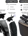 Supreme Trimmer 3-in-1 Barber Bundle | 2Spee Clipper, 2Spee Trimmer & Crunch Foil Shaver | Professional Beard Trimmer Men’s Hair Clipper Kit | (Black)