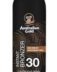 Australian Gold Continuous Spray Sunscreen with Instant Bronzer SPF 30, Immediate Glow & Dries Fast Water Resistant NonGreasy Oxybenzone Free Cruelty Free, Bronzer New, Orange, 6 Oz