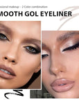 Kaely 2Pcs Black Silver Gel Eyeliner Pencil,Natural Cream Eye Liner Waterproof Smudge Proof,Cat Eye Black Smokey Eyeshadow Palette Stick Crayon,Goth Halloween Makeup,delineador de ojos contra el agua