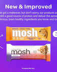 MOSH Peanut Butter Crunch Keto Protein Bars, High Fiber, Low Carb, Gluten Free, High Protein, Brain Healthy Snack, 12 Count