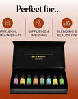 Pure Essential Oil Set for Diffuser - Aromatherapy Essential Oils for Diffusers for Home Travel and Self Care with High Grade Essential Oils for Hair Skin and Nails - Oil Diffuser Essential Oils Set