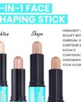 Kaely 2Pcs Cream Bronzer Highlighter Stick,Face Shaping Contouring Shades Makeup,01+03