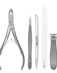 GERMANIKURE 5pc Manicure Set in Leather Case -FINOX Stainless steel tools handmade in Solingen Germany – Professional Nail and Cuticle Care Travel Implements