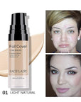 Waterproof Full Coverage Concealer With Primer Sponge Set, Light Natural)