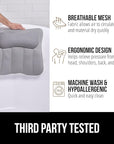 GORILLA GRIP Mesh Bath Pillow for Tub, 6 Powerful Suction Cups, Oversized Headrest with Breathable FlexComfort Technology for Neck, Head, Back Support, Luxury Machine Washable Bathtub Must Haves, Gray
