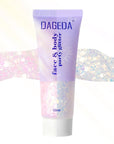 DAGEDA Light-Reactive to Pink Body Glitter Gel, Holographic Face Glitter Rave Party Accessories, Chunky Glitters for Hair Eyes Nails, Cosmetic Laser Powder Festival Sequins Paint Makeup