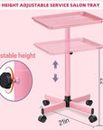 Salon Tray,Hairstylist Trays on Wheels,Hair Color Tray for Salon or Home Use,Pink