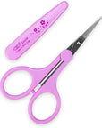 Eyebrow Scissors, Small Scissors for Facial, Nose, Eyebrow, Mustache, and Beard Hair Trimming & Grooming, Straight Edge, Purple Long Cap
