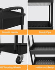 3 Tier Rolling Utility Cart with Drawer,REBECAT Utility Cart Made of Multifunctional Storage Organizer Tool for Kitchen,Bathroom,Living Room,Office(Black)