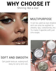 Single Glitter Eyeshadow, Shimmer Eyeshadow Palette, Korean Eye Glitter Makeup, Ultra-Blendable, Sparkle Gold Eye Shadow, Single Shade Metallic Pigmented, (Brown)