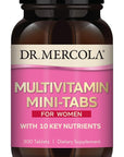 Dr. Mercola Multivitamin Mini-Tabs for Women, 30 Servings (300 Tablets), with 10 Key Nutrients, Supports Optimal Women’s Health, Non-GMO
