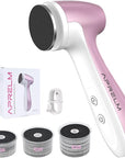 AprElm-E7 Rechargeable Electric Foot Callus Remover with 3-Sizes 120Pcs Sandpaper Discs, Professional 1000RPM 3-Speed Control Electric Foot File (Pink)