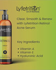 Retinol Acne Serum by Lyfetrition, Infused with Hyaluronic Acid and Vitamin C, Pomegranate & Green Tea,Face toner, Reduce Wrinkles, Pores and Fine Lines, Moisturize & Supple Skin, (12 FL oz)