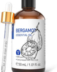 HIQILI Bergamot Essential Oil for Diffuser, Skin, Hair, DIY, 100% Pure & Natural - 1.01 Fl Oz (30 mL)