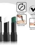 MEICOLY 3PCS Black White and Green Face Body Paint Stick,Face Paint Stick for Halloween SFX Cosplay Clown Skeleton Witch Makeup,Elphaba Face Paint,Waterproof Eye Black Baseball Softball Football