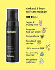 b.tan Dark Self Tanner Mousse | Get Tanned - Best, 1 Hour Express Sunless Tanning Foam, No Fake Tan Smell, Ultra Dark Bronzing Glow, Face & Body, Vegan, Cruelty Free, 6.7 Fl Oz