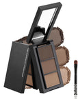 3 Colors Eyebrow Makeup Kit, Professional Brow Contour Palette, Waterproof Long-lasting Eyebrow Filler Powder with Mirror & Brow Brush
