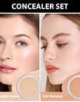 Kaely 2Pcs Pot Concealer Full Coverage Set,under Eye Correcting Concealer,02+03
