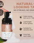 Self Tanner Mousse - USA Made with Natural & Organic Ingredients, Self Tanning Mousse for Dark Fake Tan, Sunless Tanner, Clear & Non Toxic Tanning Foam for Streak Free Finish & Natural Glow