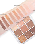 evpct 9 Colors Nude Pink Brown Maroon Glitter Shimmer Matte Eye Shadow Palette Makeup, Highly Pigmented Waterproof Brown Nude Maroon Cocoa Chocolate Shimmer Sparkling Party Eyeshadow Palette