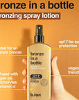 b.tan SPF 7 Sun Tanning Lotion Spray | Bronze In a Bottle - Outdoor Bronzing Spray Lotion, Packed with Argan Oil, Electrolytes, & Vitamin C, Vegan Friendly, Austrailian Brand, 8.45 Fl Oz