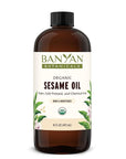 Banyan Botanicals Sesame Oil – Organic & Unrefined Ayurvedic Oil for Skin, Hair, Oil Pulling & More – Multiple Sizes – 16oz. – Non GMO Sustainably Sourced Vegan