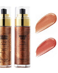 Shimmer Body Oil,Long Lasting Waterproof Face Brighten Glow Golden Brown)