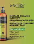 Lyfetrition Azelaic Acid Serum with Hyaluronic Acid | Natural Face Serum with Vitamin C & Aloe Vera (12 Fl Oz), Clear, (Lyfe9080)