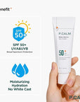 P.CALM Water Barrier Moisturizing Sun Cream Matte-Finish No White Cast SPF 50+ PA++++ Vegan Calming Moisture Daily Sunscreen for Dry Oily Sensitive Skin Korean Skincare