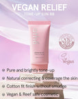 ATHE Vegan Relief Sun BB SPF50+ PA++++, Korean Sunscreen, Zinc Oxide Tone Up Cream, Tone & Texture Correction, Long-Lasting No Sebum Pore Coverage, Reef-safe, 2.36oz.