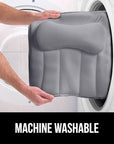 GORILLA GRIP Mesh Bath Pillow for Tub, 6 Powerful Suction Cups, Oversized Headrest with Breathable FlexComfort Technology for Neck, Head, Back Support, Luxury Machine Washable Bathtub Must Haves, Gray