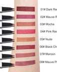 2Pcs Longwear Liquid Lip Liner Stain Marker Pen Set Long Lasting Waterproof, Mocha Light Nude Brown Matte Permanent 24 Hour Lip Liner and Lipstick Combo Color Stay Lipliner All Day Lip Stains peel off